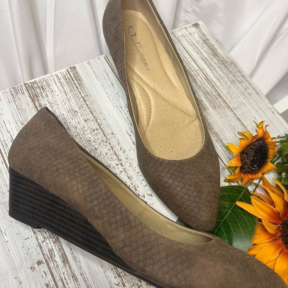 Printed Taupe Wedges 6.5